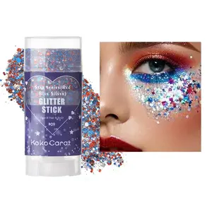 Glitter Stick – Red, white, and blue body and hair shimmer – Independence Day party makeup – Fun holiday makeup – Easy to apply and easy to wash off