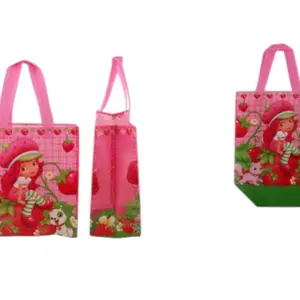 Strawberry Reusable Waterproof Bags - Pink and Green, Ideal for Shopping and Everyday Use