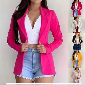 Women'SBlazer2025FormalBlazerWomen'SOfficeWorkSetPocketJacketCoatLooseWomen'SWearPeng