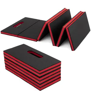 Thick EVA Mechanic Kneeling Mat - Foldable Waterproof Mat for Auto Repair,, Camping, Home Gym - 46.5x15.8 Black & Red