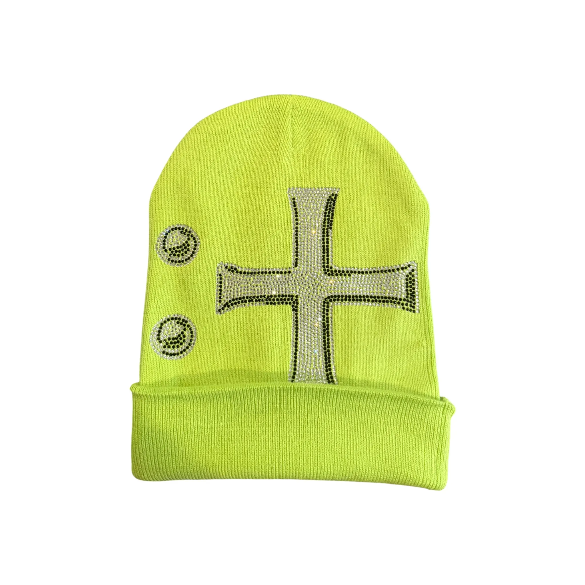 STYRO Unisex Neon Signal Beanie - 1 Size, High-Quality Rhinestones, Rhinestone Patch Hat, Rhinestone Patch Hats
