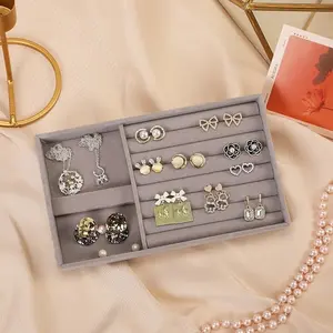 Luxe Stackable Velvet Jewelry Tray - Smoke Gray