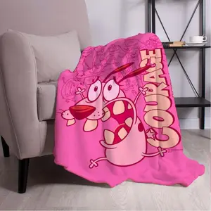 C-Courage The Cowardly Dog Throw  Blanket Aesthetic Art Flannel Blanket Portable Home Travel Camping Sofa Picnic Thickening Flan