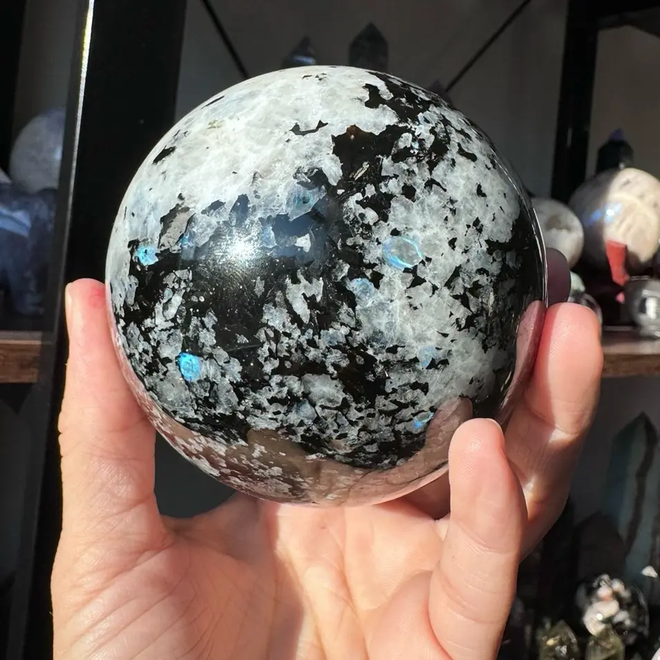 Large Indian/rainbow moonstone crystal sphere 1