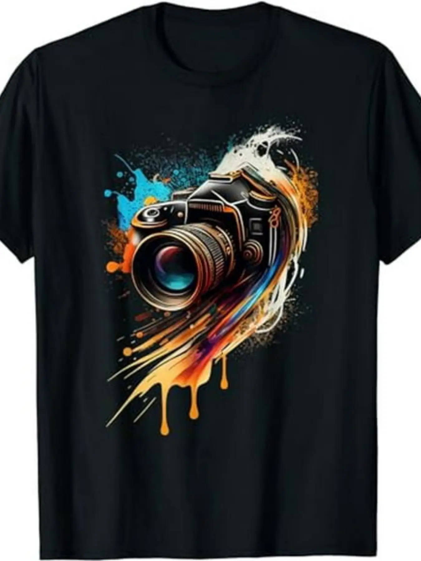 Camera Photographer Art T-Shirt _ Same Style for M unisex soft cotton short sleeve t shirt, vintage graphic casual tee for men women teens, perfect birthday holiday gift for camping travel gym daily street casual wear