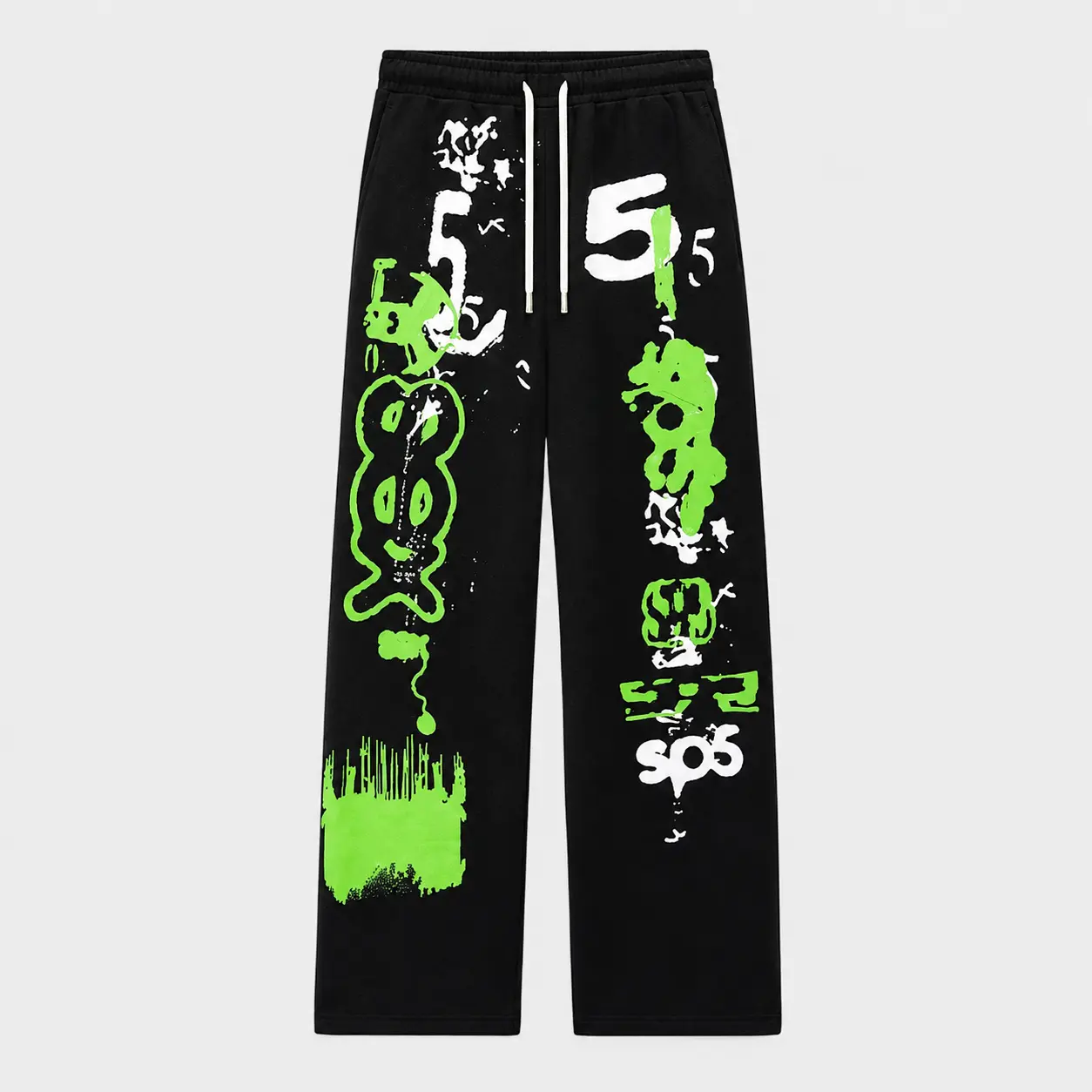 Sp5der 555 Graffiti Graphic Sweatpants, Y2K Streetwear Jogger Pants, Abstract Print Relaxed Fit Unisex Bottoms