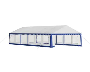 [Summervibes] AMERLIFE Party Tent with Rolled Sidewalls, Heavy Duty Wedding Tent for Party Outside with Zinc Alloy Tube & Spiral Stakes, Waterproof Event Shelters, White & Blue
