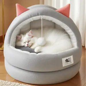 Cat House for All Seasons, Winter Warm Semi-Enclosed Pet Bed for Kittens and Puppies