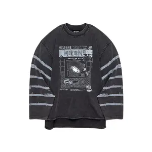 Hirono Living Wild-Scrapbook Thin Sweatshirt Washed Black