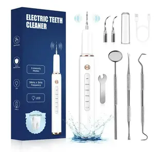 Remover for Teeth, dental scaler，Electric Tooth Cleaner Tartar Remover for Teeth with LED Light,5 Modes Rechargeable Teeth Cleaning Kit with Dental Tools, 2 Replaceable Heads，spring glow-up