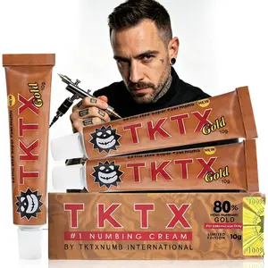 Experience Painless Tattooing & Beauty Treatments with TKTX Gold Numbing Cream. Our 80% maximum strength fast-acting formula blends lidocaine for long-lasting comfort. 3x10g tubes, perfect for artists and personal use.