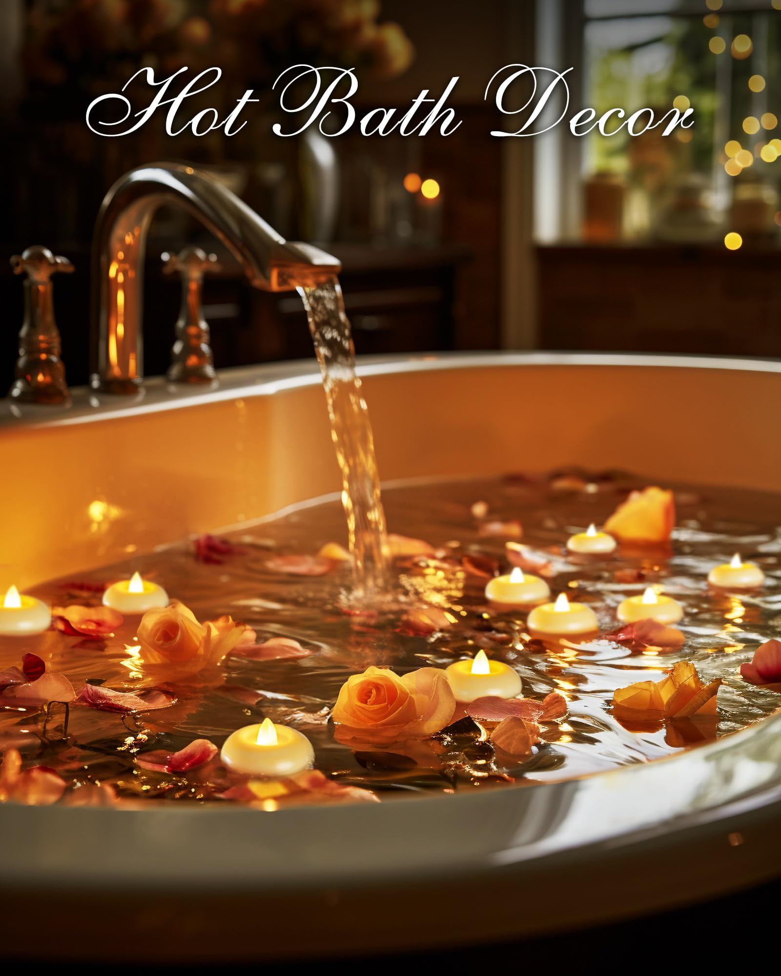 24 Pack 2” Flameless Led Floating Candles, 200 Hour Battery Operated Flickering Waterproof Tealights for Cylinder Vases, Centerpieces at Wedding, Party, Pool, Holiday (Ivory Base) 24 Pack 2” Flameless Led Floating Candles, 200 Hour Battery Operated Flickering Waterproof Tealights for Cylinder Vases, Centerpieces at Wedding, Party, Pool, Holiday (Ivory Base)