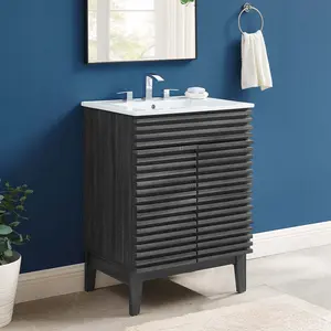 Modway Render Bathroom Vanity in Charcoal White