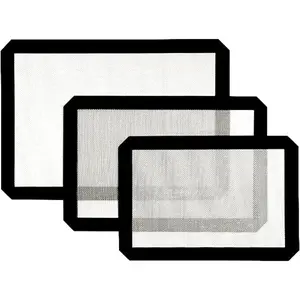 Baking Mat (S, M, L) with Measurement Indicators, Non-Slip Surface, and Pastry Mat Sheet for Dough Rolling -  for Creating Cookies, Macarons, and Bread - Pack of 3
