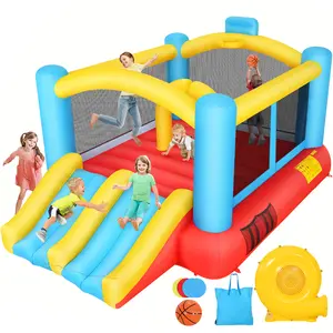 AKEYDIY Inflatable Bounce House with Double Slide, 13ft X 9ft Jumping Castle, Blower Included, Large Bounce Area/Obstacle/Basketball Hoop, Bouncy House Indoor & Outdoor Party Gift for Boy Girl,Christmas Gifts,Holiday Gifts