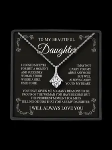 To My Daughter Necklace with Box, Elegant Mermaid Tail Design Pendant Necklace, Dainty Necklace for Women & Girls, Fashion Jewelry for Party, Daily Decor, Trendy All-match & Exquisite Jewelry for Birthday Gift