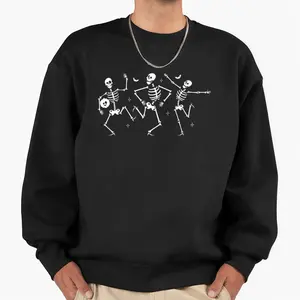 Celebrate Halloween in Style with This Whimsical Dancing Skeletons Long Sleeve Sweatshirt