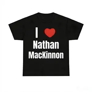 Game Day Apparel Cotton T-Shirt Featuring I Heart Nathan MacKinnon Graphic for Fans