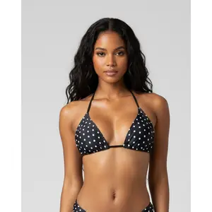 Black & White Polka Dot Halter Bikini Top