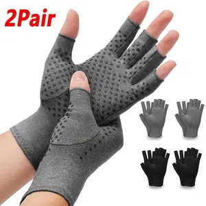 Unisex Fingerless Compression Gloves Breathable Stretch Design Non-slip Comfort Half Finger Gloves Perfect for Typing Office Work Daily Casual Activities Men Women Universal