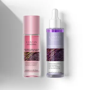 LANYAN Purple Rice Ferment Exfoliating Essence + Red Rice & Aloe B5 Calming Serum, Dual-Action AHA PHA BHA 2.0 Exfoliator with Alpha Arbutin, Brightening & Soothing Face Serum, 100ml + 80ml