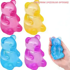 1/4pcSoft Candy Bear Toy with Jelly Filling, Sensory Scratch Toy, Squeeze Toy, Stress Relief Toy, Birthday Gift, Party Favor Fillers