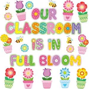 Spring Bulletin Board Decorations Full Bloom Spring Flower Cutouts for Classroom School Office Chalkboard Door Party Decor
