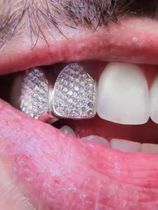 Shiny Metal Zircon Tooth Jewelry, Hip Hop Style, Nightclub Accessory, Dental Accessory, Unisex Teeth Decoration, All Seasons, Daily Wear
