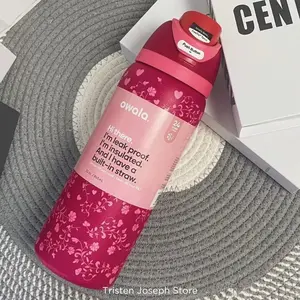 [HOT] Western OWL 32oz LOVE LETTER Insulated Water Bottle with Straw BPA Free Leak Proof Stainless Steel Drinkware for Outdoor Sports