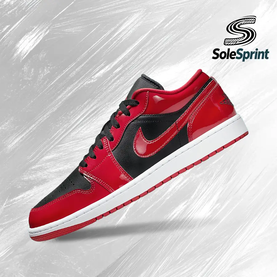 Nike Air Jordan 1 Low SE Men's Patent Leather Sneakers - Varsity Red, Vintage Design, Shock-Absorbing Comfort for Running & Streetwear, Casual, Style HV4089-006