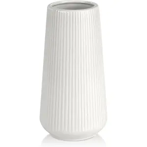 White ceramic vase, small cute vase, suitable for pampas grass, home, living room, dining table, farmhouse, office decoration, bedroom, table and kitchen shelf (white)
