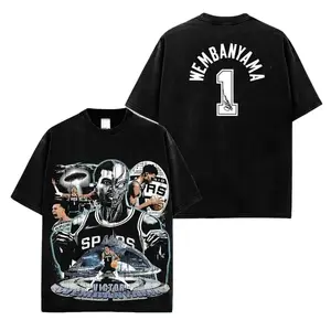 Vintage Victor Wembanyama "The Alien" Graphic Tee for Spur Nation, Wemby Spur Basketball Team Fan Shirt, Oversized Unisex T-Shirt, Casual Cotton Camiseta Verano Summer Outfit, Breathable Soft Streetwear, Trendy Game Day Gift for Men and Women