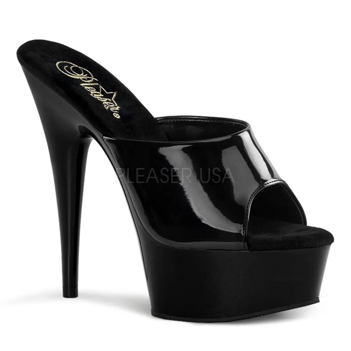Women's Stylish Fashion 6-Inch Heeled Stiletto Platform Shoe - DELIGHT-601 Black Patent Sandal