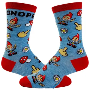Women's Gnope Socks Funny Fantasy Mushroom Gnome Fairy Tale Novelty Graphic Footwear Funny Graphic Socks Comfortable Fitted Spandex Cotton