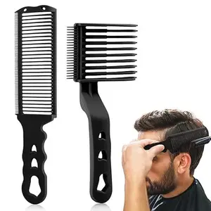 2 Pcs Fade Combs for Men, Professional Hair Cutting Comb Heat Resistant Clipper Comb Blending Flat Top Comb Curved Positioning Flat Top Comb for Salon Hairdresser Styling Tools