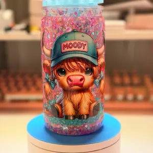 Moody Highland Cow Glitter Sensory Bottle for Kids - Fun & Interactive Play Toy - Perfect for Calming & Stimulation