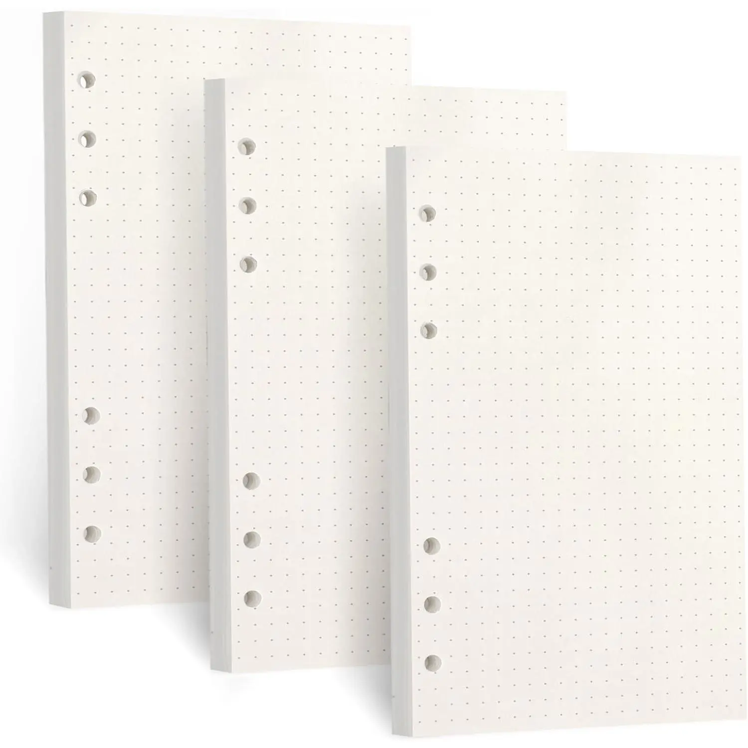 A6 Refill Paper, [3 Pack]  100GSM Thick Refillable Paper 6 Hole Filler Inserts Loose Leaf Paper 135 Sheets (270 Pages) for 6 Ring Binder Journal Notebook-Dotted Paper