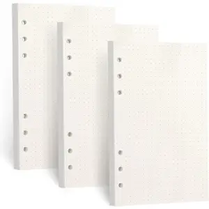 A6 Refill Paper, [3 Pack]  100GSM Thick Refillable Paper 6 Hole Filler Inserts Loose Leaf Paper 135 Sheets (270 Pages) for 6 Ring Binder Journal Notebook-Dotted Paper