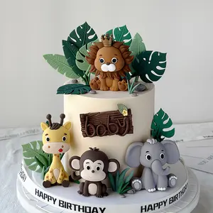 24/28 Pieces Wildlife Theme Cake Decoration Set, Cake Decorating Kit, Realistic Jungle Party Decorations, Durable Reusable Kids Birthday Party Design,