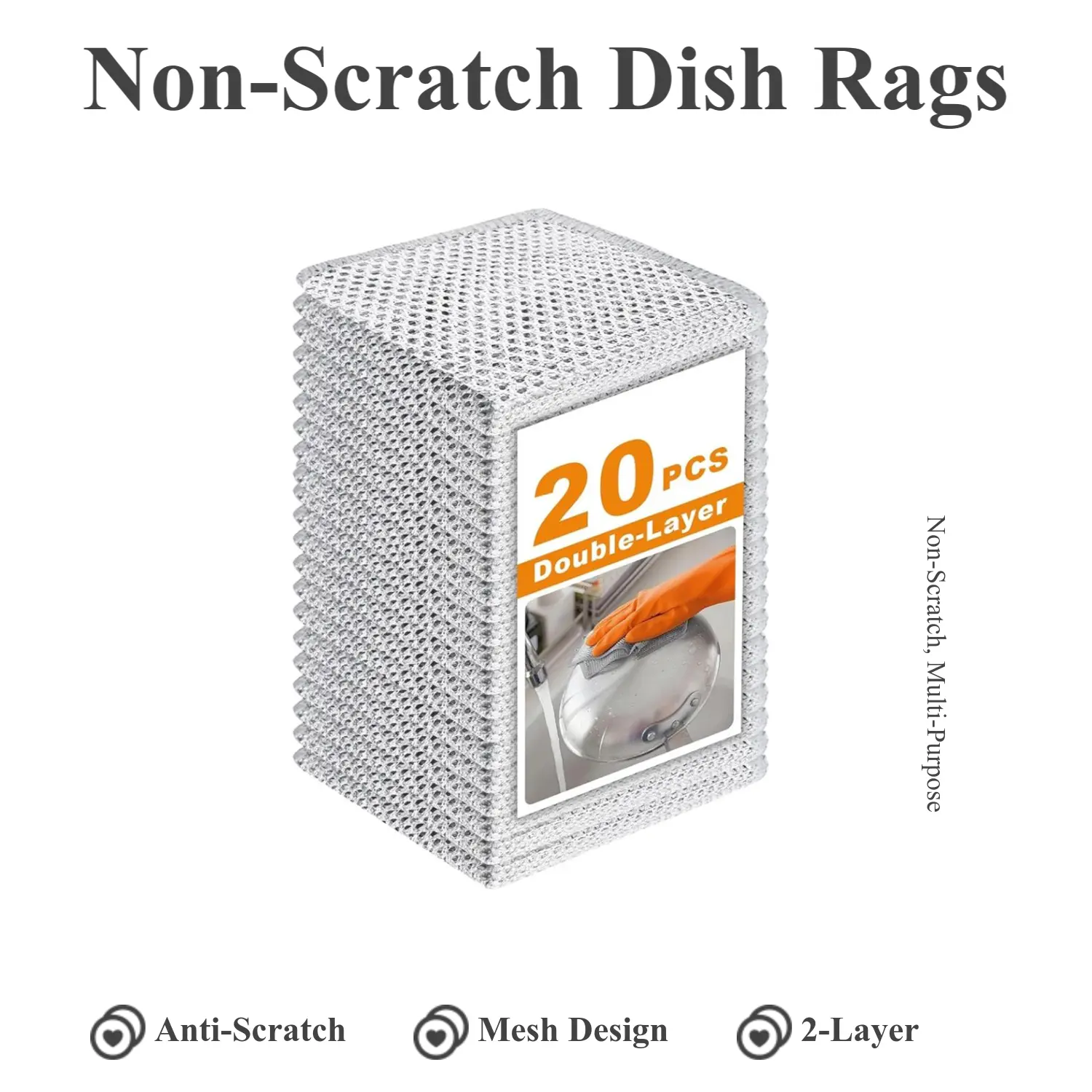 wire dish rags 20 Counts Non-Scratch Wire Dishcloth Multipurpose Wire Dishwashing Rag Metal Scrubbers for Wet and Dry Cleaning 2 Layer Kitchen Cleaning Cloth Cleaning Tool Dish Towels