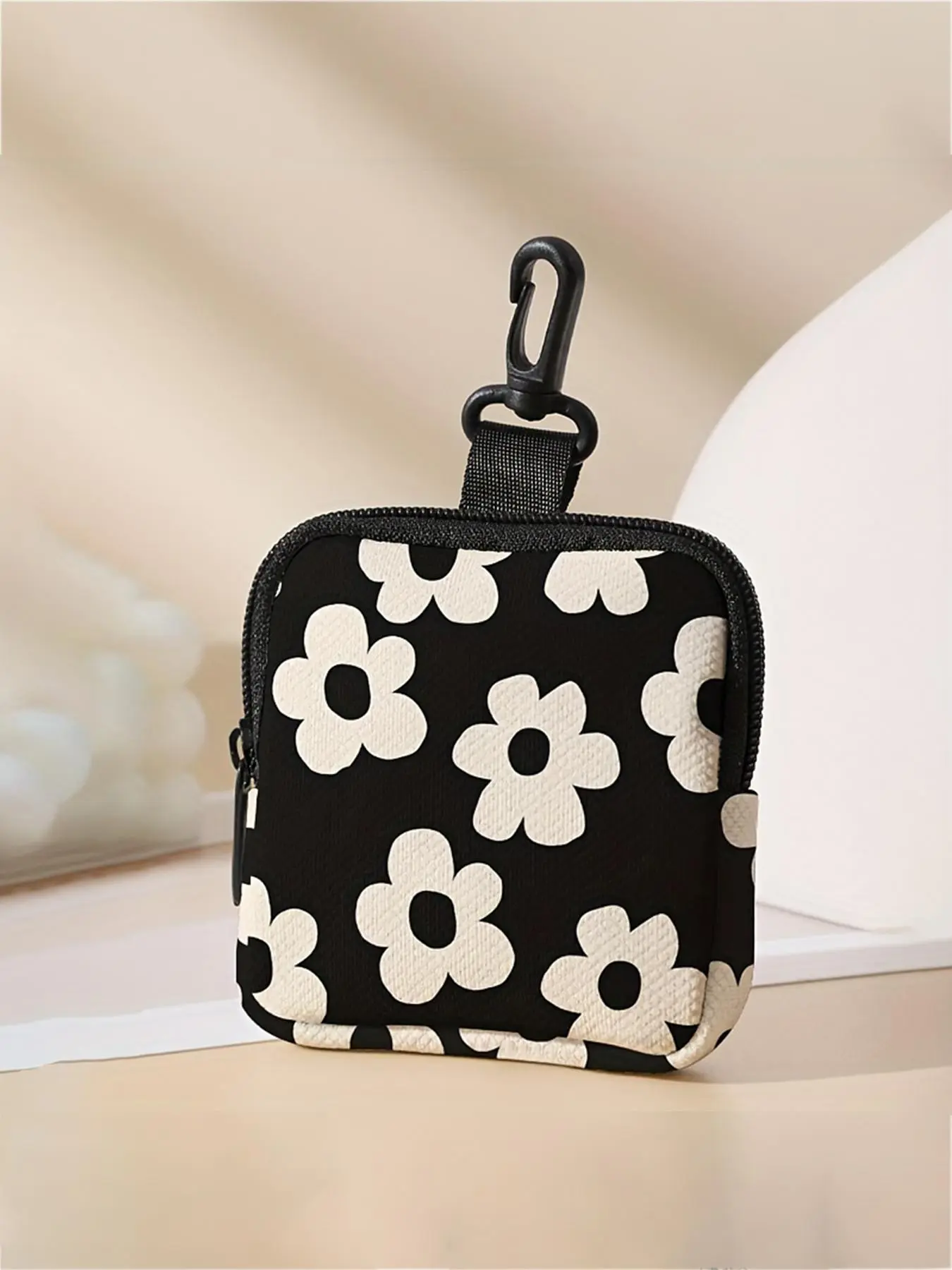 Fashion Flower Pattern Buckle Design Coin Purse, Multi-functional Storage Bag, Durable Polyester Coin Purse, Ideal Gift for Women & Girls, Zipper Coin Purse, Flower Pattern Wallet, Coin Pouch, Zippered Coin Pouch