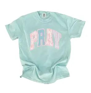 Patterned PRAY on Comfort Colors Chalky Mint Tee