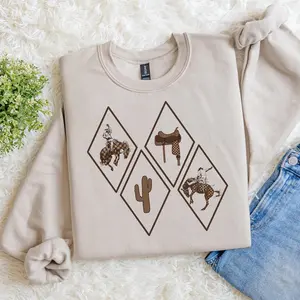 Rodeo Sweatshirt, Bucking Horse Western Crewneck, Vintage Cowboy Bronc Rider Shirt, Country Cowgirl Rodeo Shirt, Rustic Western Pullover