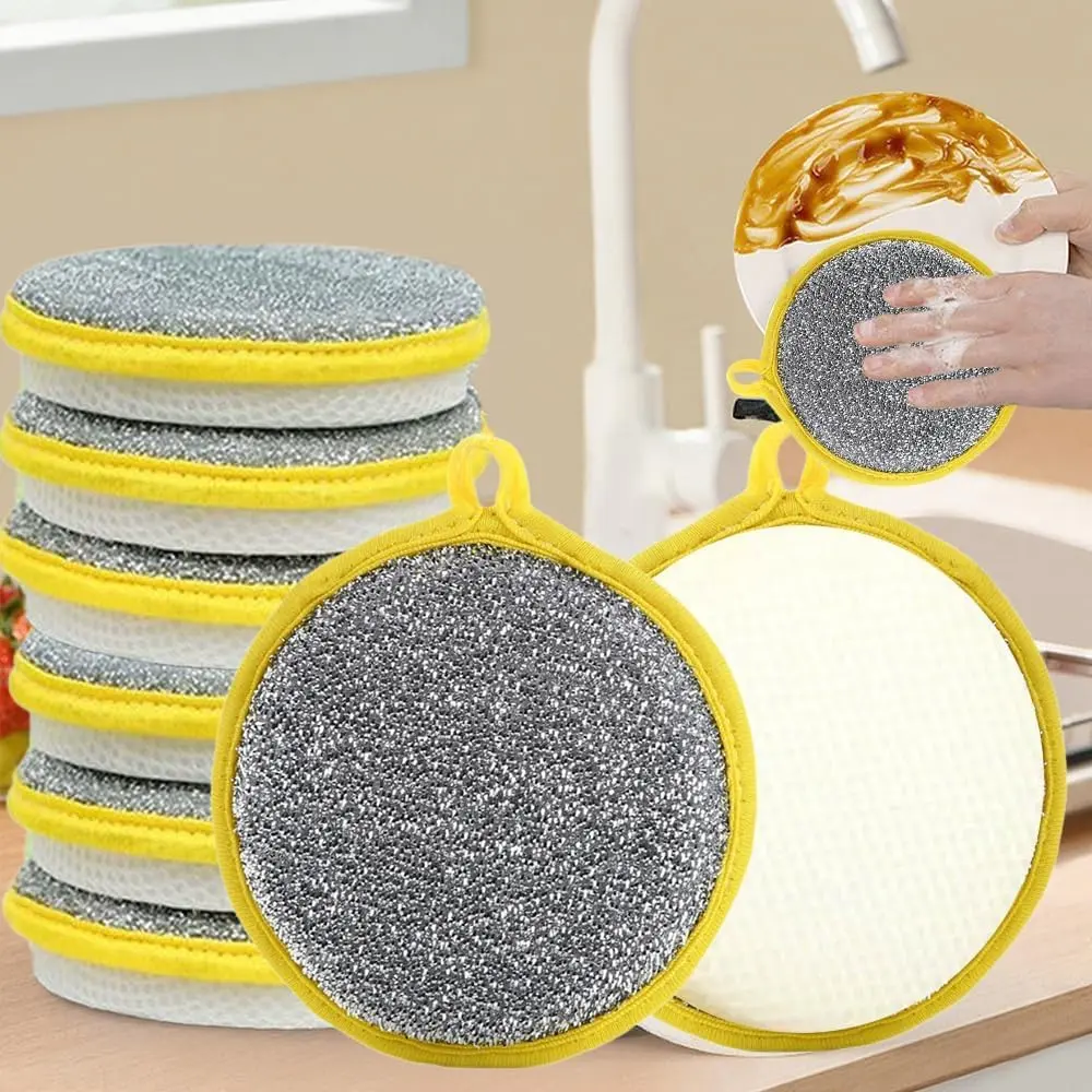 10 Pcs Washing Dishes Sponges Double-Sided Dishwashing Sponge Scrubber Round Non-Scratch Scrub Sponges Pads Kitchen Cleaning Tools for Dishes, Pots, Pans, Sink, Basin
