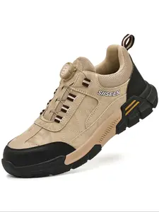Men's Casual Lace Up Low Top Safety Shoes, Fashionable Anti-smash and Anti-puncture Work Shoes, Lightweight Breathable Comfortable Sports Shoes for Daily Wear, Boy