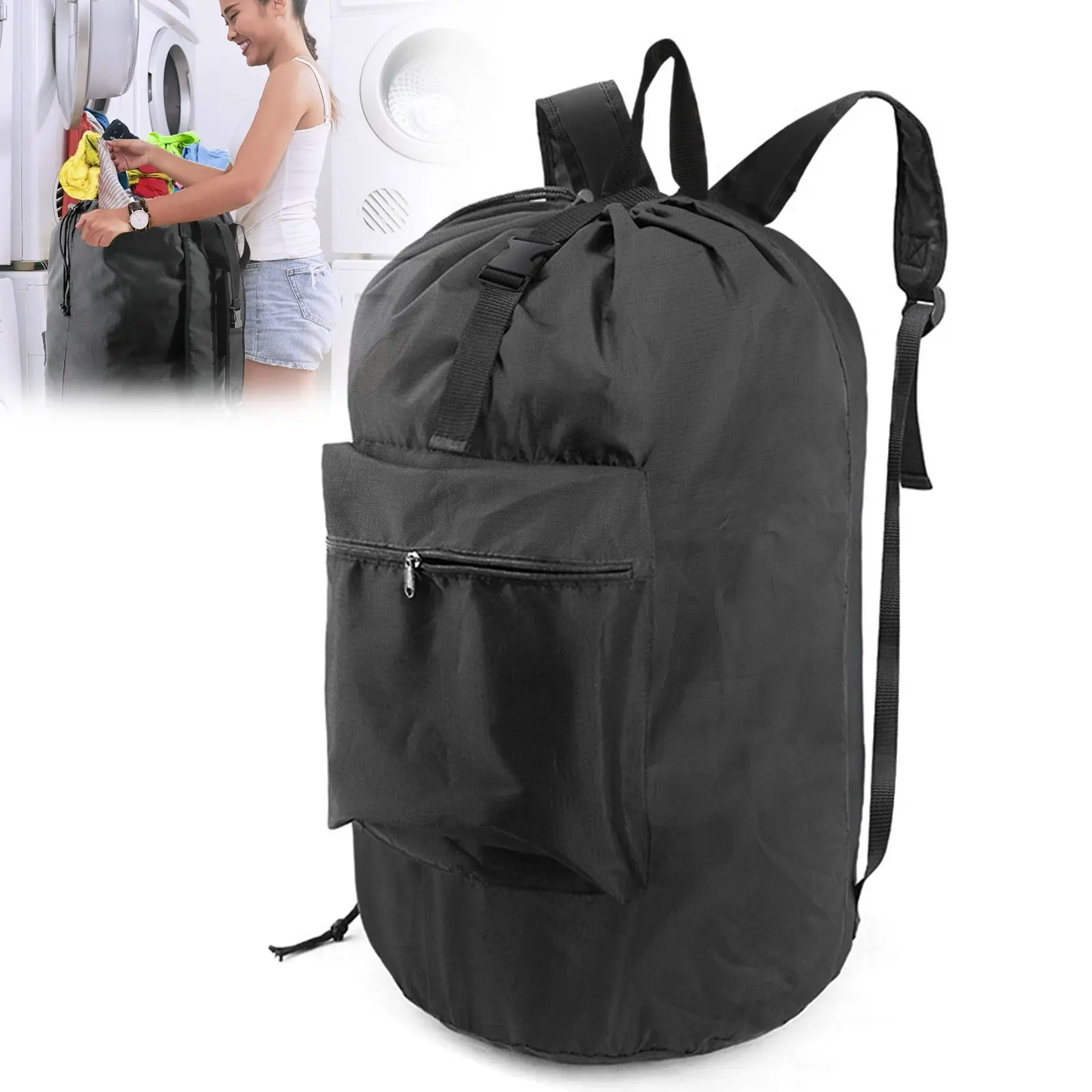 Heavy Duty Large Laundry Bag Backpack with Adjustable Straps for Travel & Camp