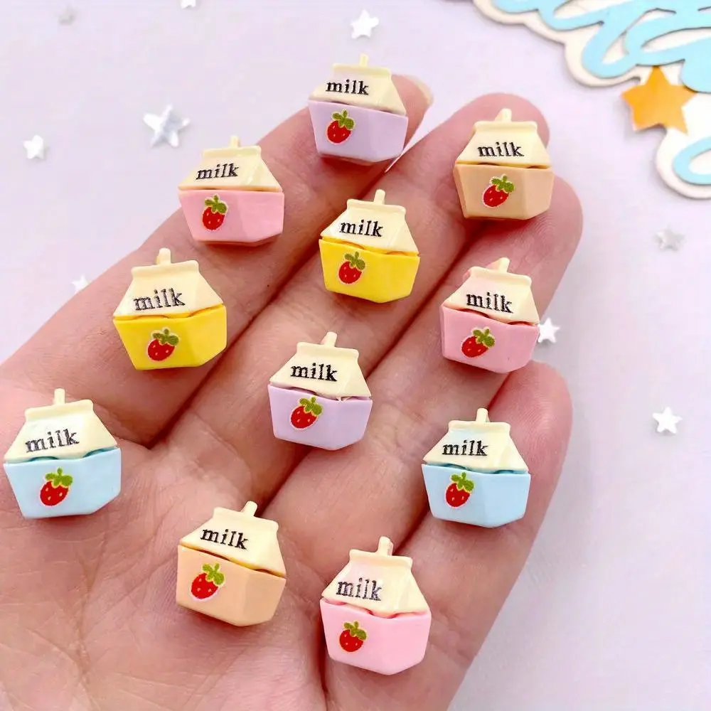 20pcs Mixed Resin Mini Colorful Strawberry Milk Box Flat back Stones Figurines Ornaments DIY Scrapbook Christmas Decor Home Decor Ornaments Accessories Crafts Decoration
