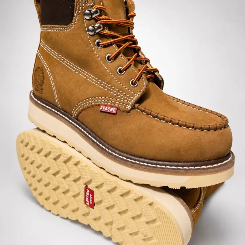 BOTAS DE TRABAJO APACHE DE ALTA CALIDAD DE AGUJETA / MEN'S APACHE WORK BOOTS SOFT TOE HIGH QUALITY LEATHER