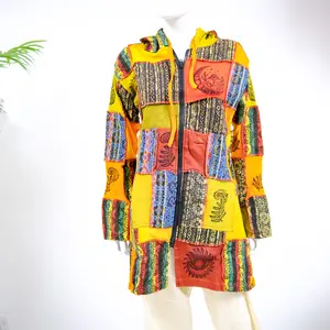 Long Patchwork Jackets, Handmade Winter Unisex Coats, Hooded Hippie Boho Style Zippered Jacket, Medium to XXL Sweater,  Organic Cotton, Men/Women Bohemian Style Duster, Fall/Spring/Winter Jacket with Zipper and Pockets
