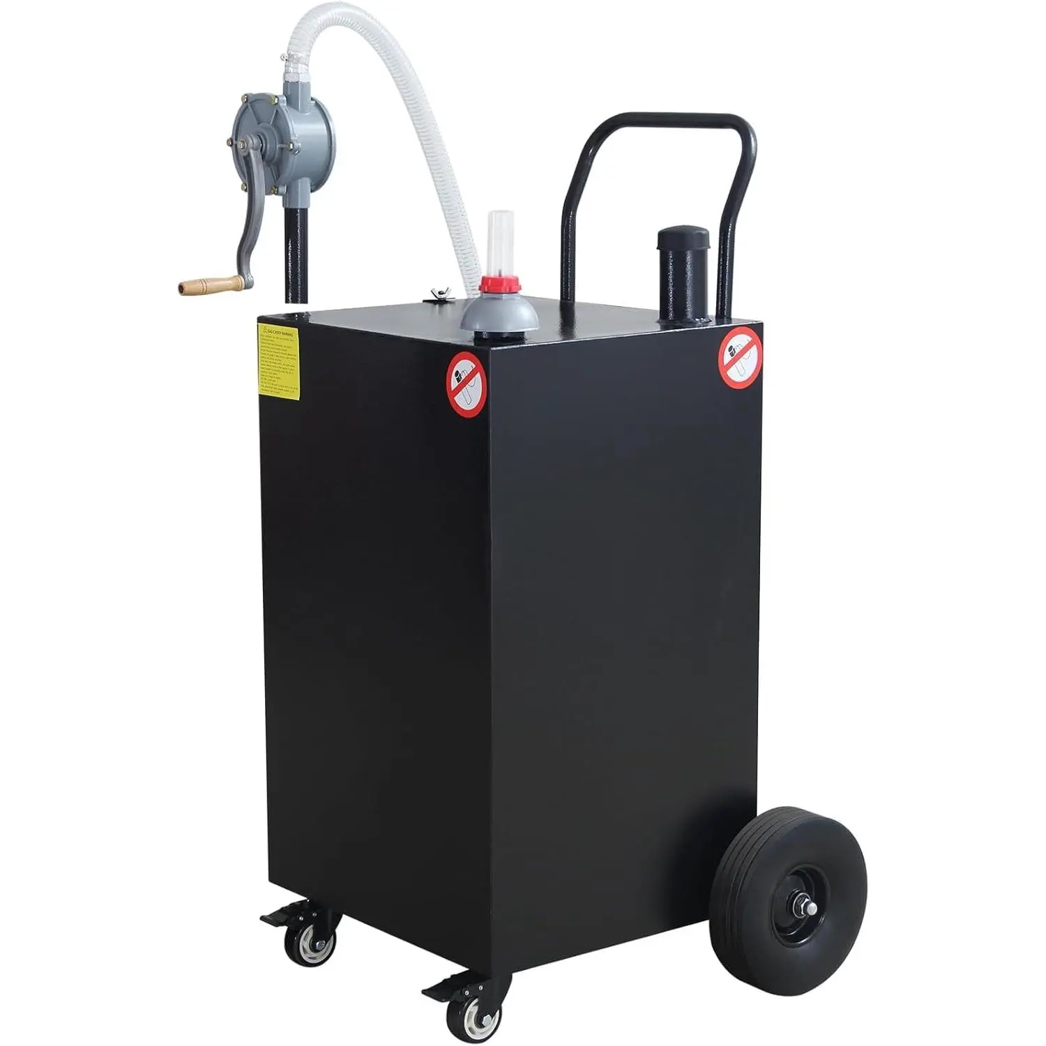 GARVEE 50 Gallon Portable Fuel Caddy with Manual Pump, Heavy Duty Gasoline and Diesel Transfer Tank on 4 Wheels, Mobile Fuel Storage Container for Trucks, Boats, Lawn Mowers, ATVs, Garages, and Farms